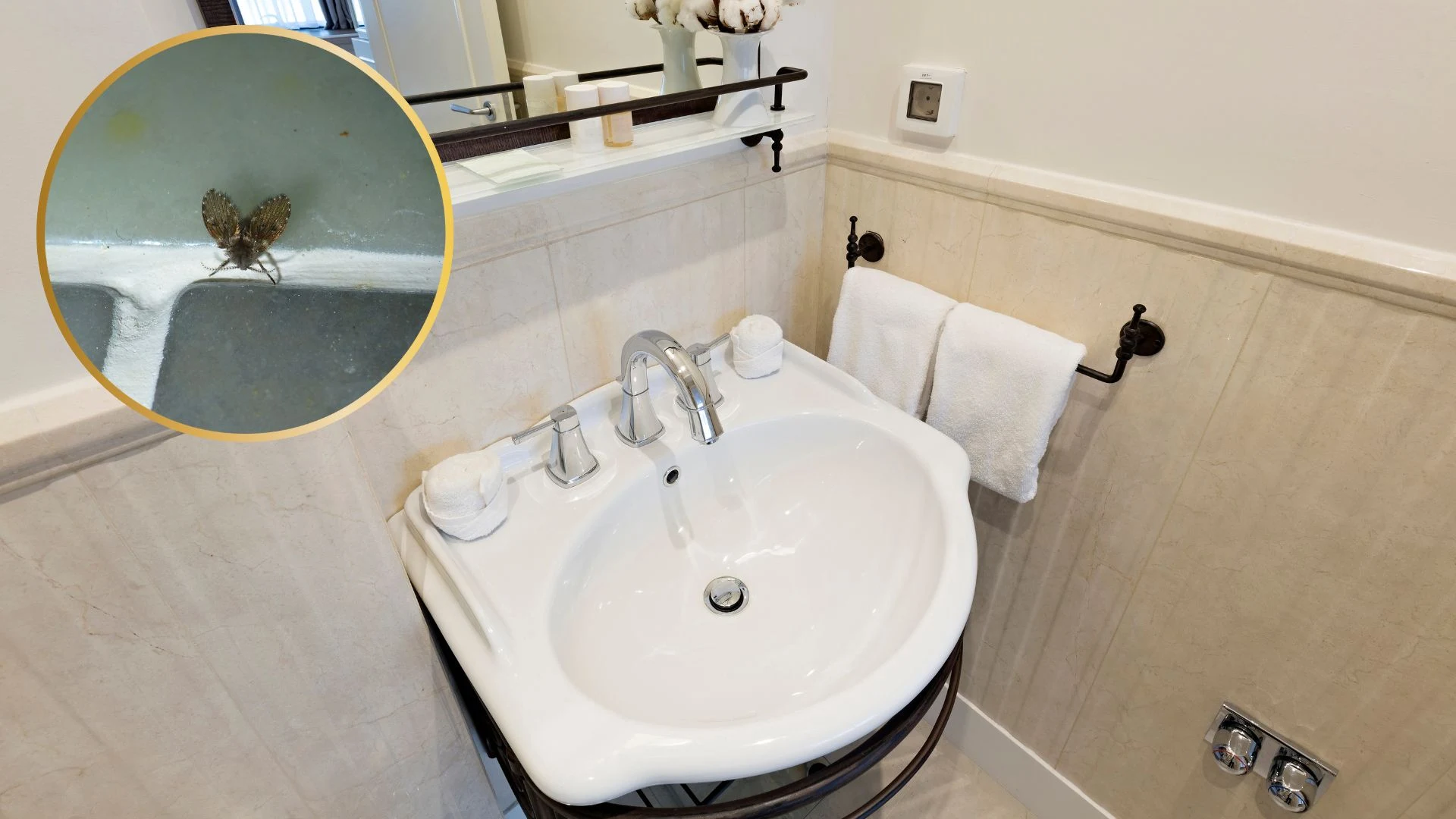 Kleine runde Fliegen sammeln sich in Badezimmern und Küchen. Das bedeutet ein Problem.