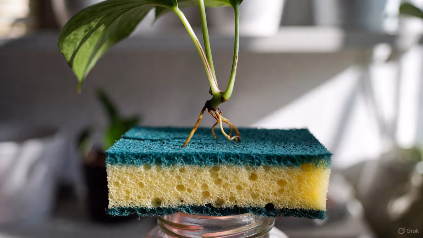 Wie man mit einem Küchenschwamm eine Potus-Pflanze züchtet: ein einfacher Trick zur Verschönerung Ihres Zuhauses